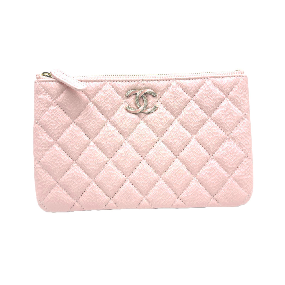 CHANEL Pink Caviar Leather Pouch